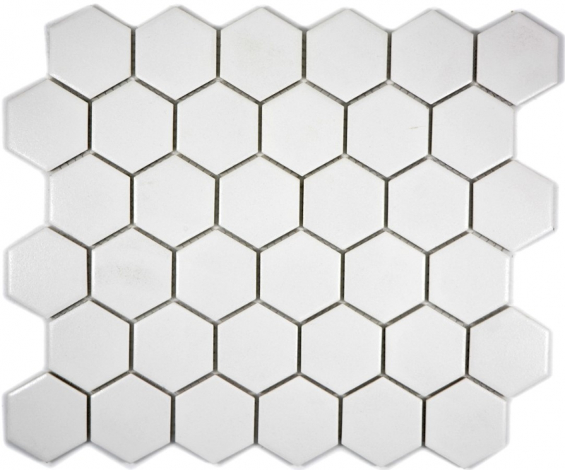 Hexagonal hexagon mosaic tile ceramic white unglazed non-slip floor tile swimming pool tile shower tray - MOS11B-0102-R10