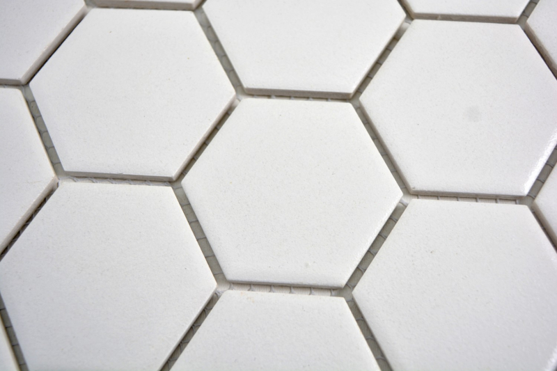 Hexagonal hexagon mosaic tile ceramic white unglazed non-slip floor tile swimming pool tile shower tray - MOS11B-0102-R10