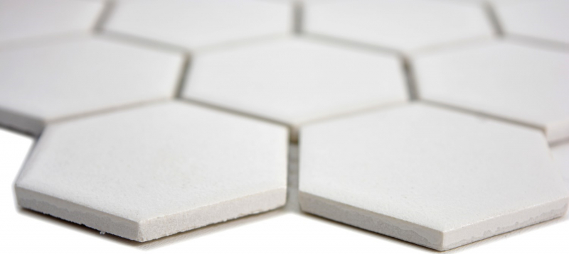 Hexagonal hexagon mosaic tile ceramic white unglazed non-slip floor tile swimming pool tile shower tray - MOS11B-0102-R10