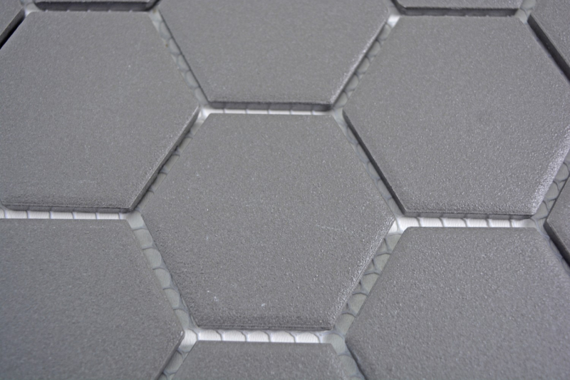 Mosaic tile ceramic hexagon dark gray unglazed MOS11B-0213-R10_f