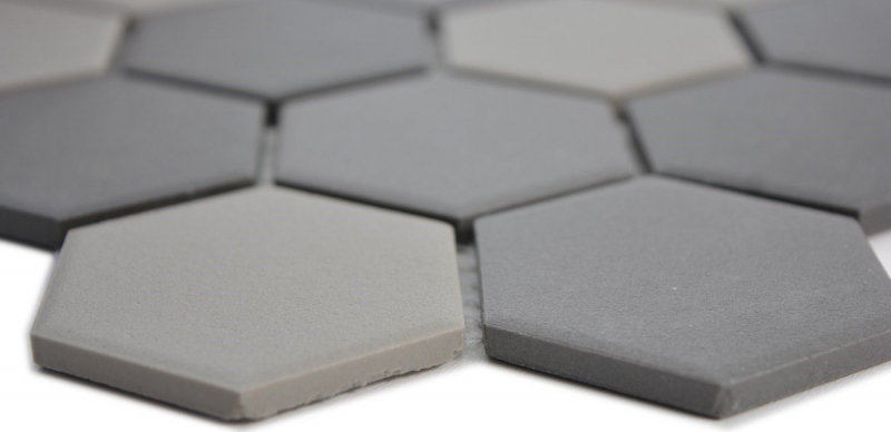 Hexagonal hexagon mosaic tile ceramic mud gray dark gray black unglazed non-slip bathroom kitchen - MOS11B-2313-R10