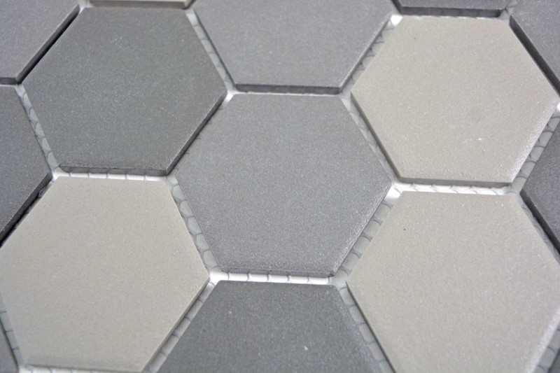 Hexagonal hexagon mosaic tile ceramic mud gray dark gray black unglazed non-slip bathroom kitchen - MOS11B-2313-R10