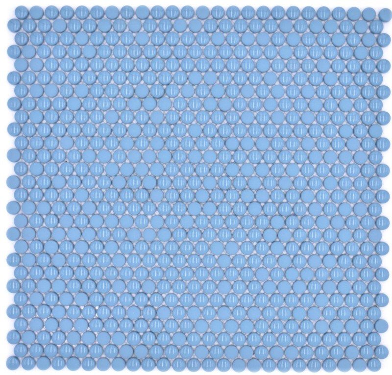 Button mosaic Loop round mosaic blue glossy matt wall tile backsplash kitchen bathroom MOS140-0411