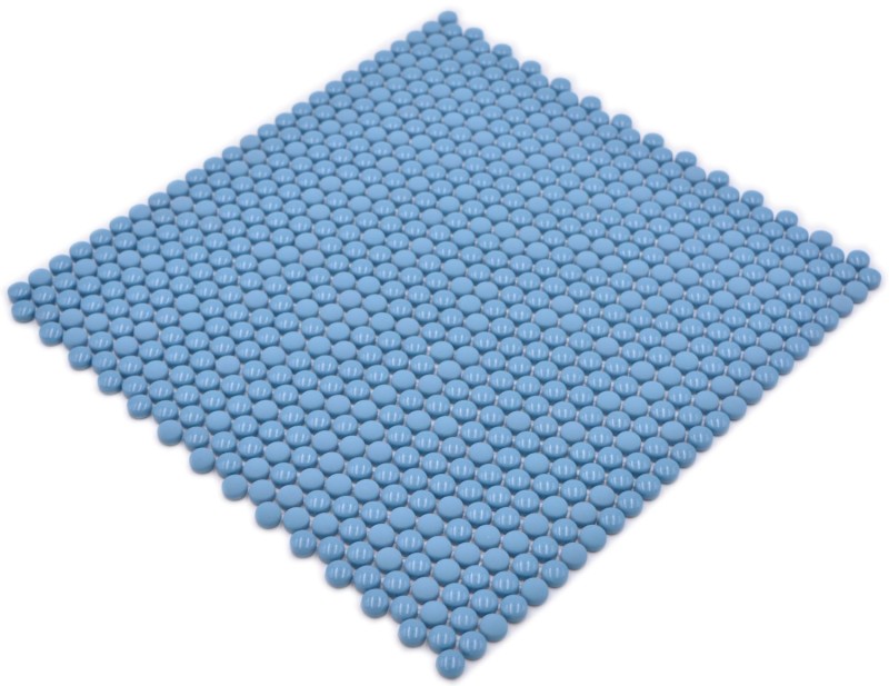 Button mosaic Loop round mosaic blue glossy matt wall tile backsplash kitchen bathroom MOS140-0411