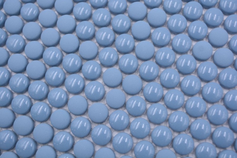 Button mosaic Loop round mosaic blue glossy matt wall tile backsplash kitchen bathroom MOS140-0411