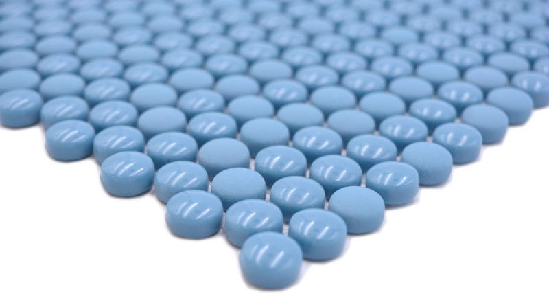 Button mosaic Loop round mosaic blue glossy matt wall tile backsplash kitchen bathroom MOS140-0411
