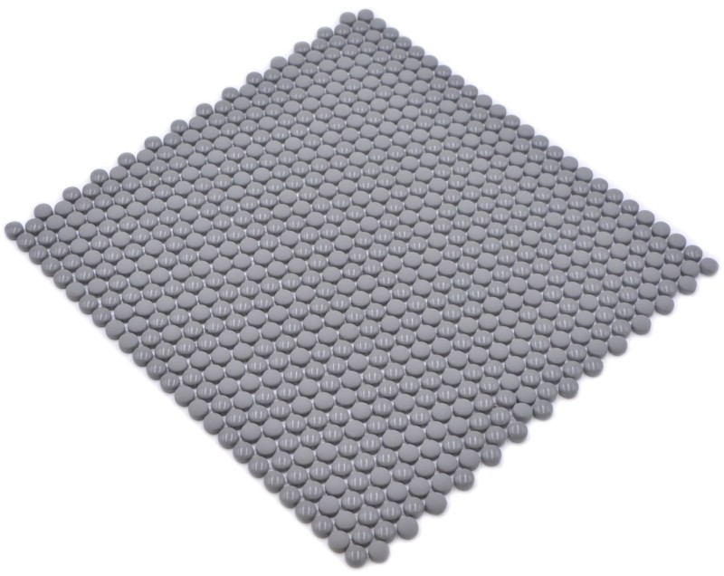 Button mosaic Loop round mosaic gray glossy matt wall tile backsplash kitchen bathroom MOS140-0211