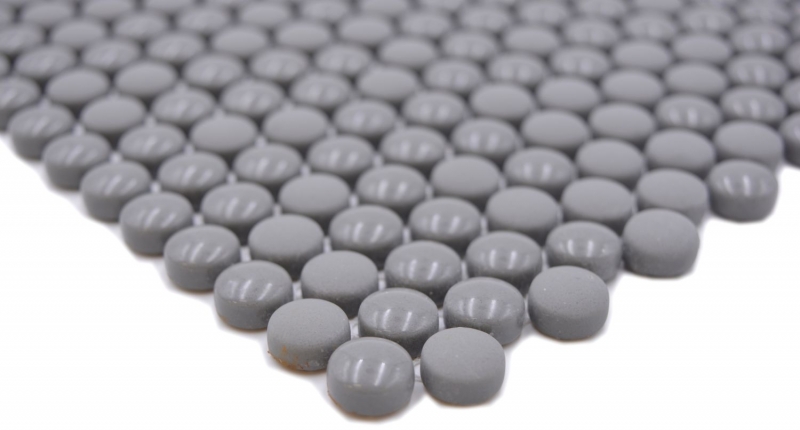 Button mosaic Loop round mosaic gray glossy matt wall tile backsplash kitchen bathroom MOS140-0211