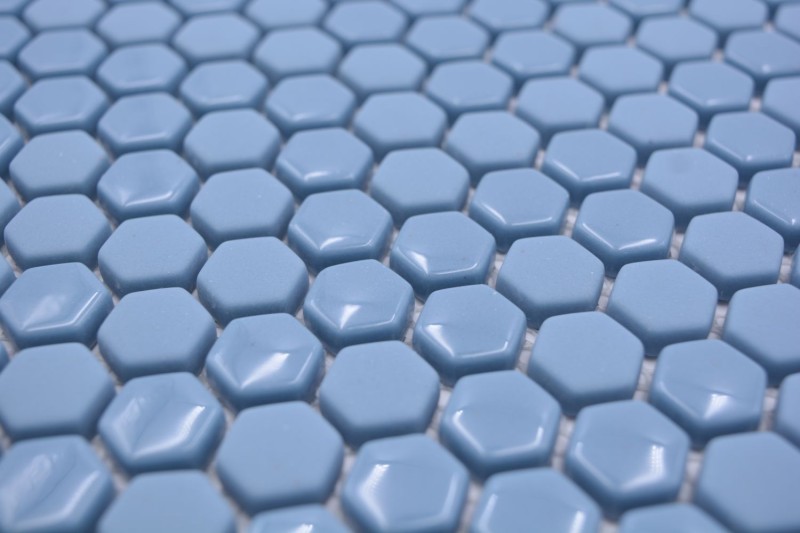 Glass mosaic hexagonal hexagon mosaic blue glossy matt mosaic tile wall tile backsplash kitchen bathroom