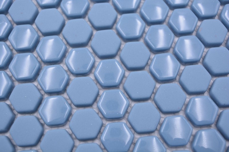 Glass mosaic hexagonal hexagon mosaic blue glossy matt mosaic tile wall tile backsplash kitchen bathroom