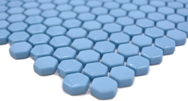 Glass mosaic hexagonal hexagon mosaic blue glossy matt mosaic tile wall tile backsplash kitchen bathroom
