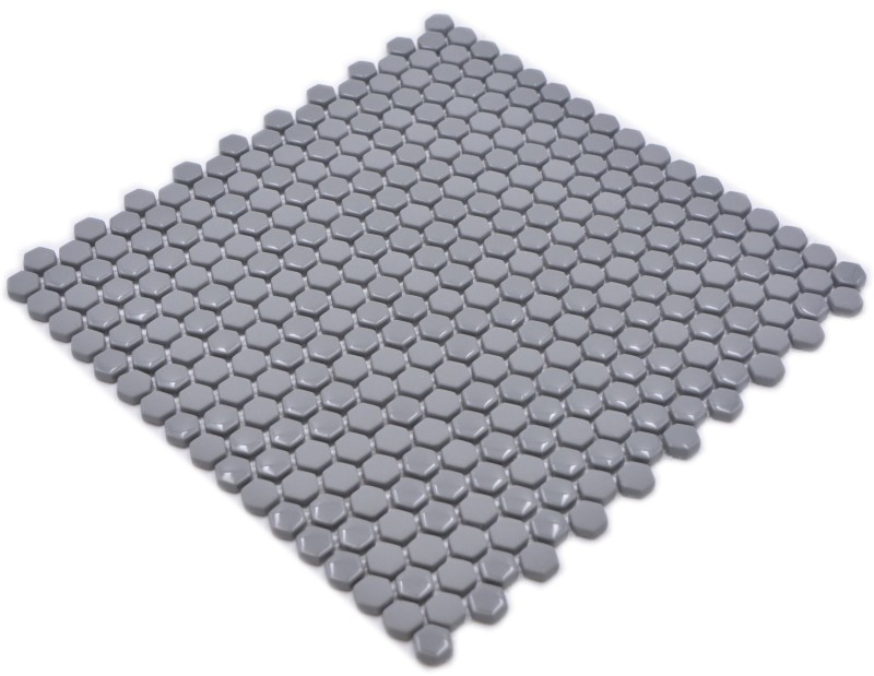 Glass mosaic hexagonal hexagon tiles gray glossy matt mosaic tile wall tile backsplash kitchen bathroom