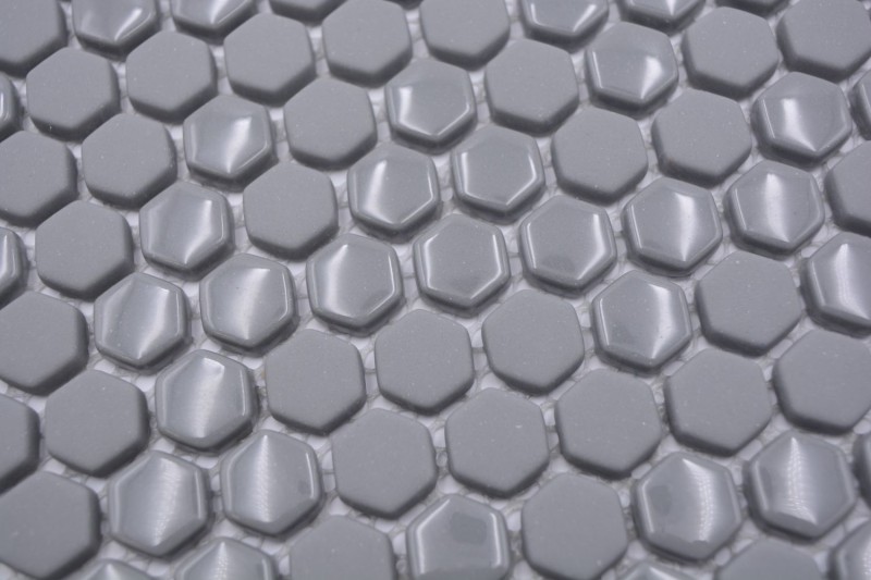 Glass mosaic hexagonal hexagon tiles gray glossy matt mosaic tile wall tile backsplash kitchen bathroom