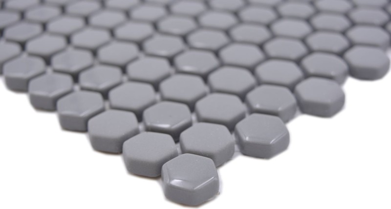 Glass mosaic hexagonal hexagon tiles gray glossy matt mosaic tile wall tile backsplash kitchen bathroom