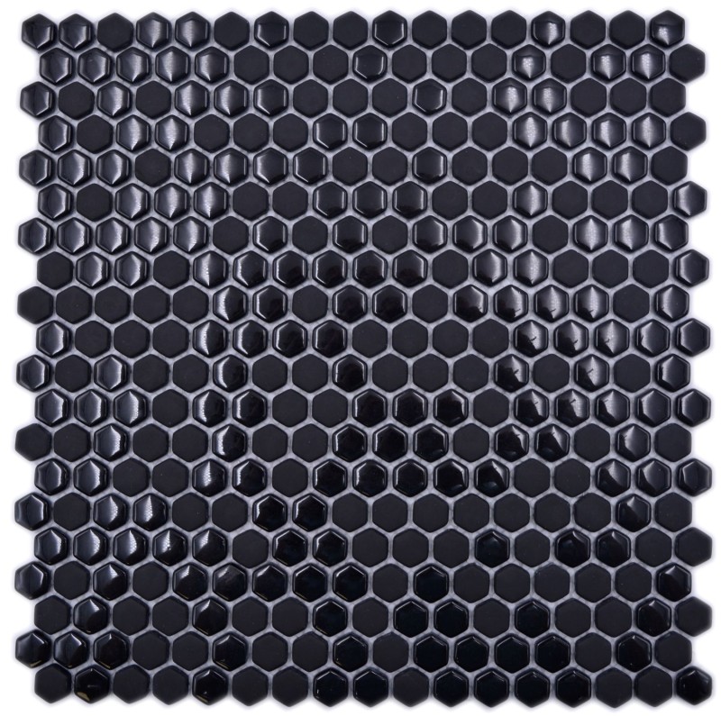 Glass mosaic hexagonal hexagon mosaic black glossy matt mosaic tile wall tile backsplash kitchen bathroom