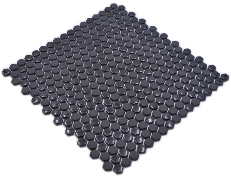Glass mosaic hexagonal hexagon mosaic black glossy matt mosaic tile wall tile backsplash kitchen bathroom