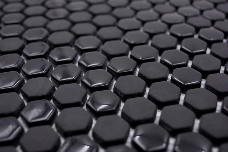 Glass mosaic hexagonal hexagon mosaic black glossy matt mosaic tile wall tile backsplash kitchen bathroom