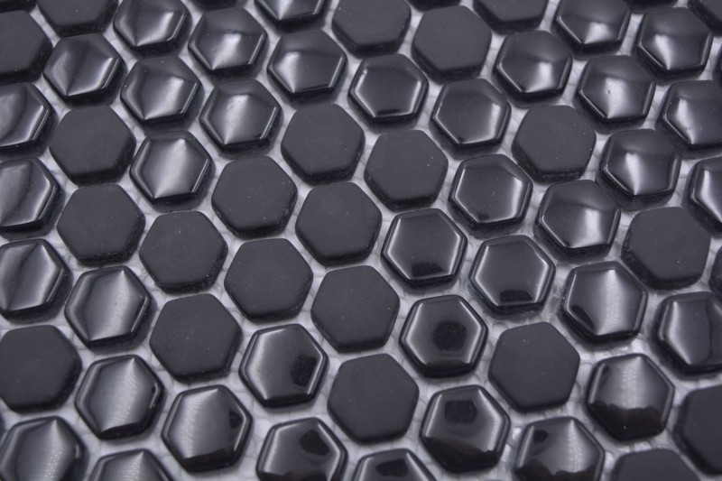 Glass mosaic hexagonal hexagon mosaic black glossy matt mosaic tile wall tile backsplash kitchen bathroom