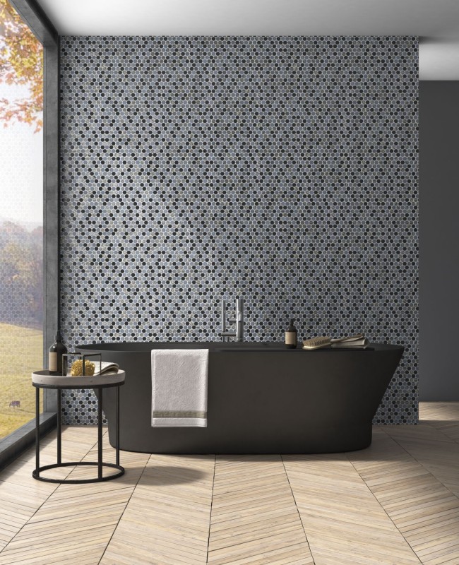 Button mosaic Loop round mosaic blue anthracite mosaic tile wall tile backsplash kitchen bathroom MOS129-R05
