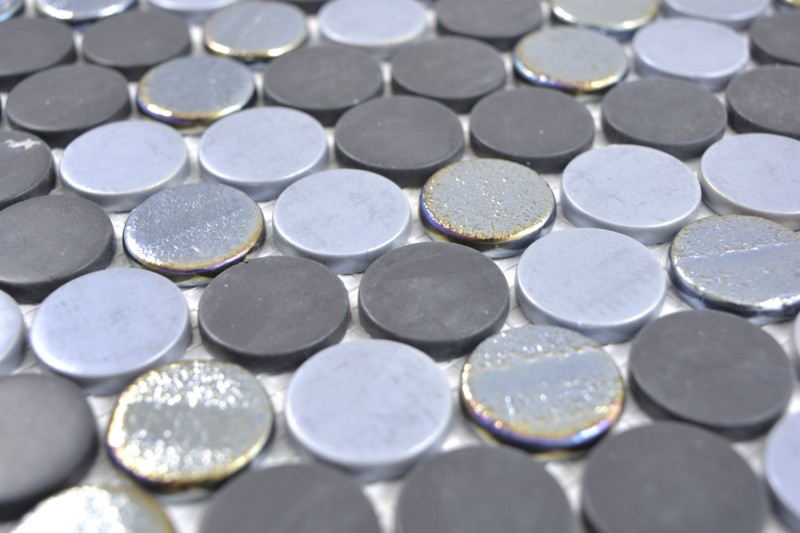 Button mosaic Loop round mosaic blue anthracite mosaic tile wall tile backsplash kitchen bathroom MOS129-R05