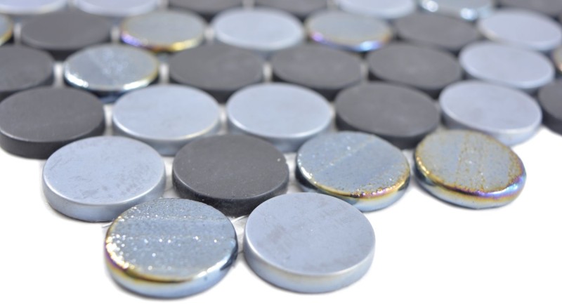 Button mosaic Loop round mosaic blue anthracite mosaic tile wall tile backsplash kitchen bathroom MOS129-R05