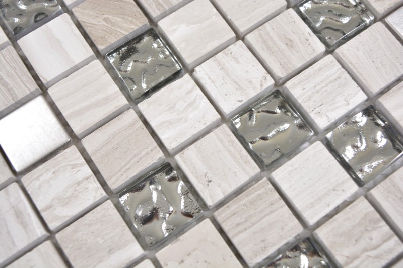 Natural stone rustic glass mosaic mosaic tile stainless steel gray white silver clear wall tile backsplash kitchen tile bathroom WC - MOS82-0108