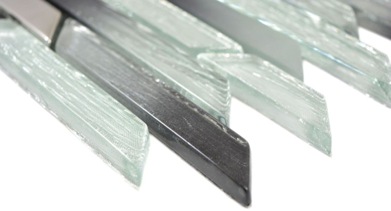 Glass mosaic rods mosaic tiles silver metal anthracite black wall tile backsplash kitchen BAD MOS86-0203