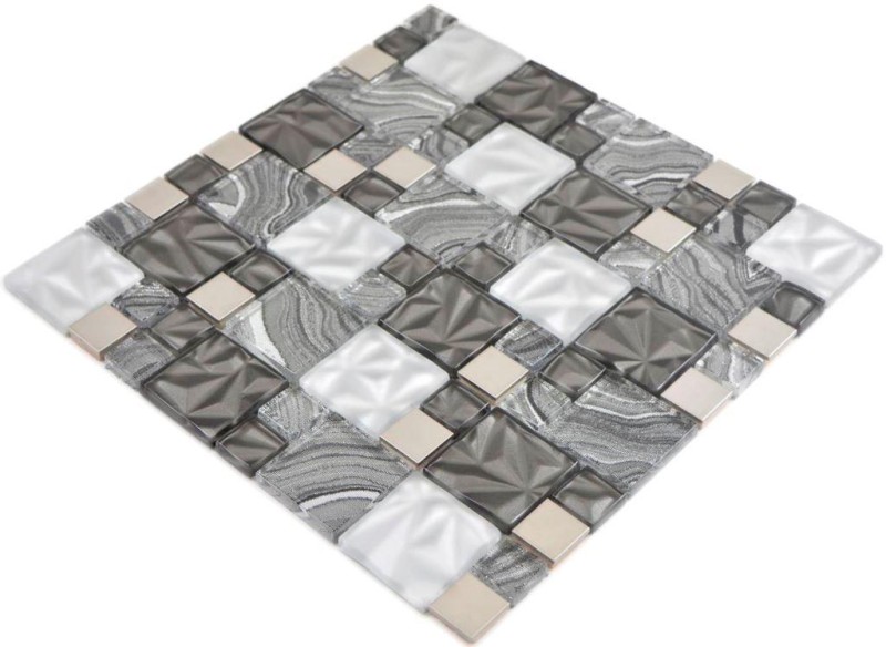 Glass mosaic mosaic tiles steel gray anthracite black wall tile backsplash kitchen bathroom