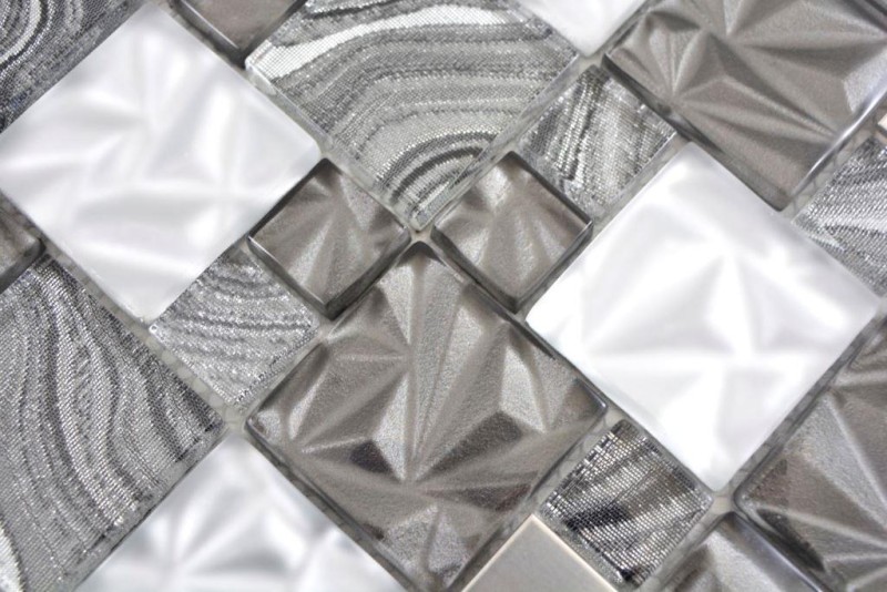 Glass mosaic mosaic tiles steel gray anthracite black wall tile backsplash kitchen bathroom