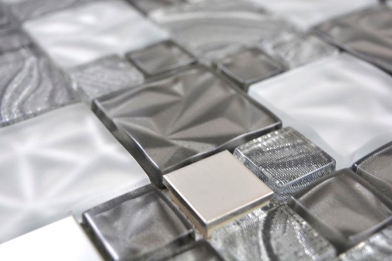Glass mosaic mosaic tiles steel gray anthracite black wall tile backsplash kitchen bathroom