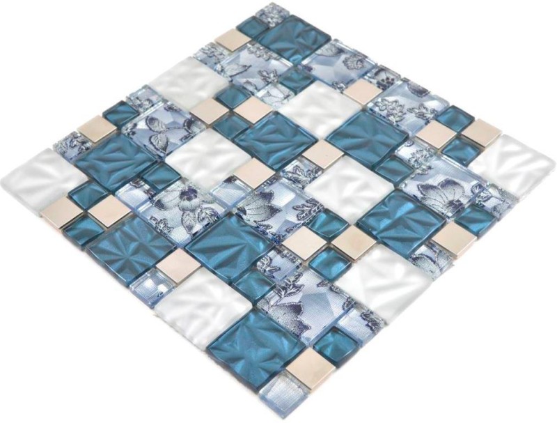 Glass mosaic mosaic tiles steel gray anthracite blue wall tile backsplash kitchen bathroom