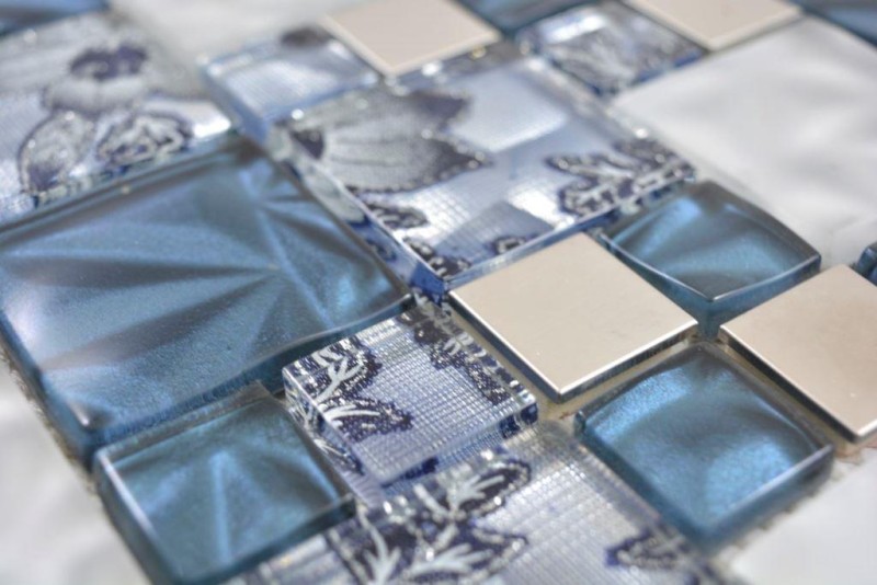 Glass mosaic mosaic tiles steel gray anthracite blue wall tile backsplash kitchen bathroom