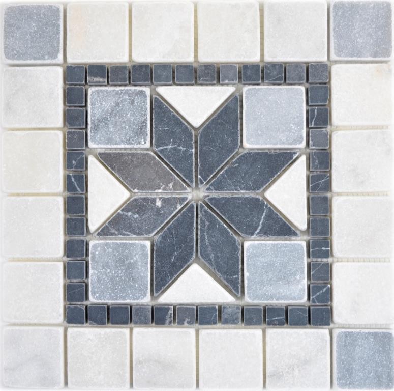 Natural stone inlay decor marble white light gray anthracite travertine floor wall kitchen tile mirror bathroom WC - MOSDEKO58