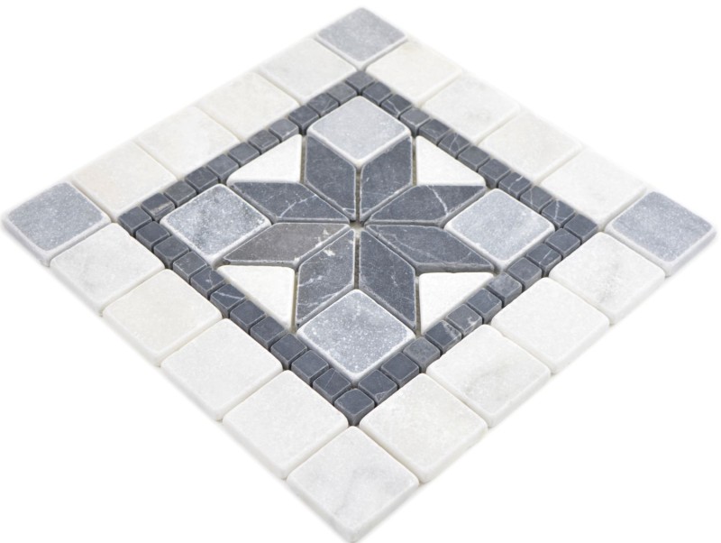 Natural stone inlay decor marble white light gray anthracite travertine floor wall kitchen tile mirror bathroom WC - MOSDEKO58