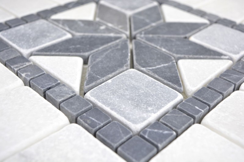 Natural stone inlay decor marble white light gray anthracite travertine floor wall kitchen tile mirror bathroom WC - MOSDEKO58