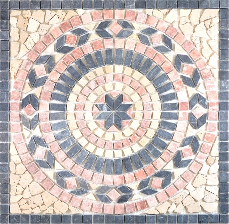 XL inlay natural stone decor rossoverona travertine beige black anthracite mosaic tile wall floor kitchen - MOSDEKO45