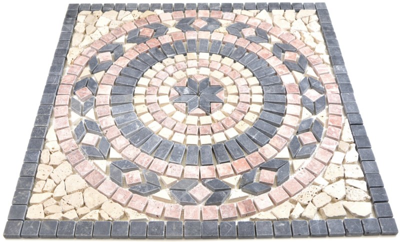 XL inlay natural stone decor rossoverona travertine beige black anthracite mosaic tile wall floor kitchen - MOSDEKO45