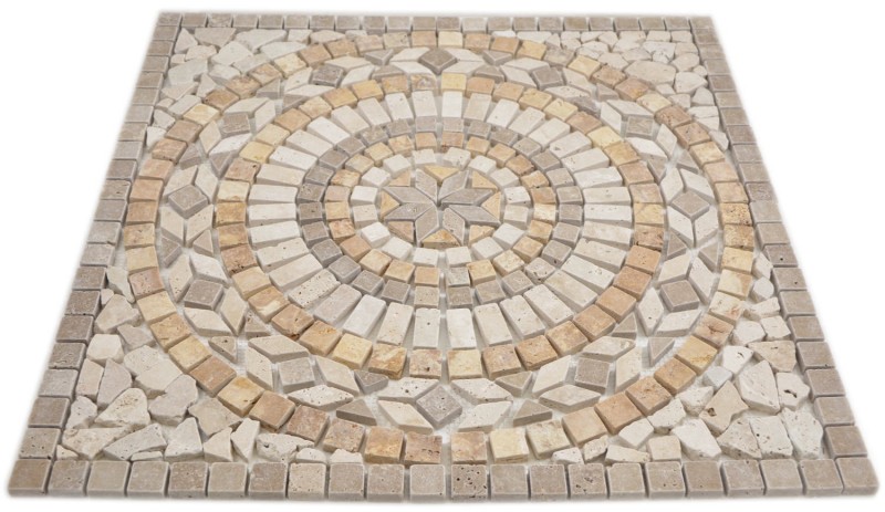 XL inlay natural stone yellow gold light beige walnut brown travertine mosaic tile floor kitchen wall bathroom sauna - MOSDEKO79