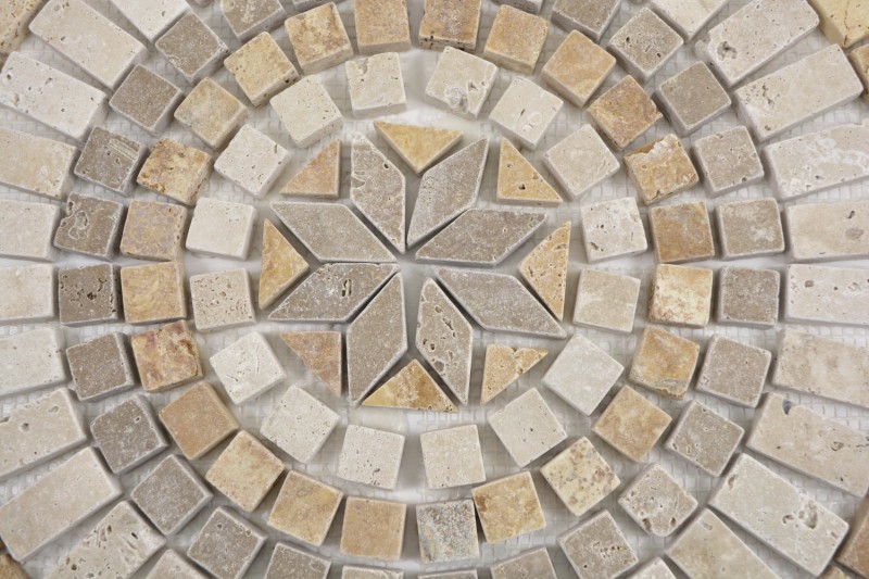 XL inlay natural stone yellow gold light beige walnut brown travertine mosaic tile floor kitchen wall bathroom sauna - MOSDEKO79