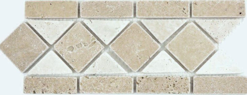 Travertine natural stone border beige cream chocolate brown walnut wall floor shower bathroom kitchen sauna - MOSBor-0246