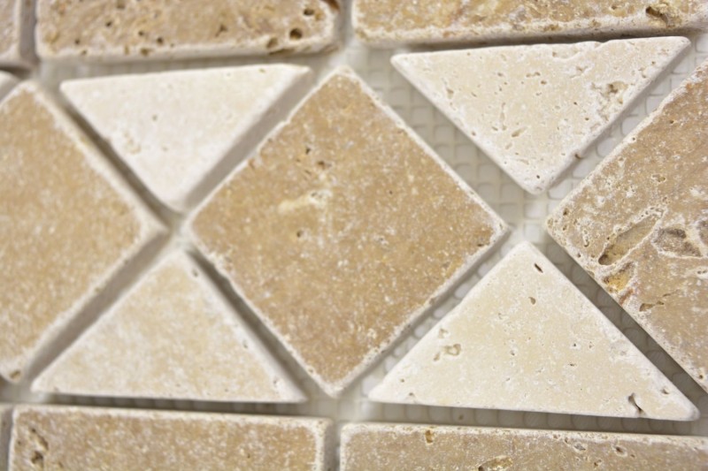 Travertine natural stone border beige cream chocolate brown walnut wall floor shower bathroom kitchen sauna - MOSBor-0246