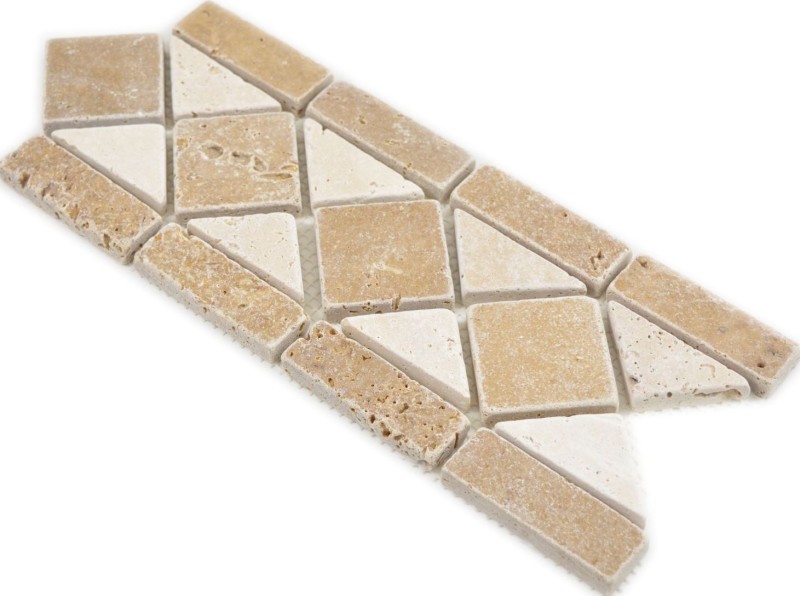 Travertine natural stone border beige cream chocolate brown walnut wall floor shower bathroom kitchen sauna - MOSBor-0246