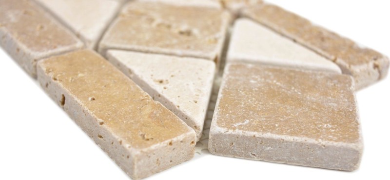 Travertine natural stone border beige cream chocolate brown walnut wall floor shower bathroom kitchen sauna - MOSBor-0246