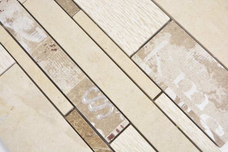 Marble mosaic tile ceramic mosaic beige brown wall tile backsplash bathroom - MOS180-B03STB