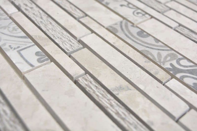 Marble mosaic tile ceramic mosaic gray cream wall tile backsplash - MOS180-C0727G