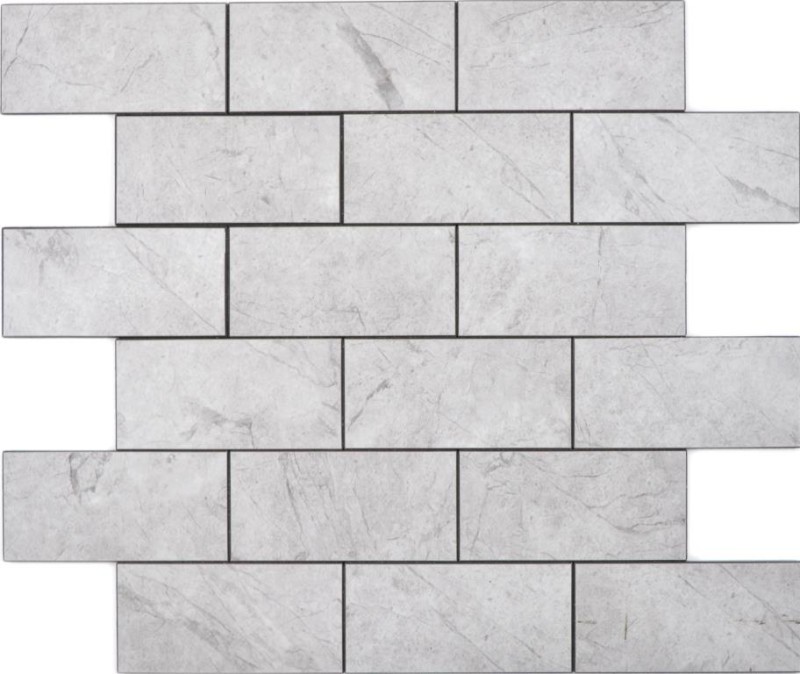 self-adhesive vinyl mosaic stone look gray Carrara look subway mosaic tile wall tile mirror kitchen bathroom MOS200-MLM
