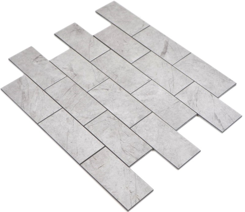 self-adhesive vinyl mosaic stone look gray Carrara look subway mosaic tile wall tile mirror kitchen bathroom MOS200-MLM
