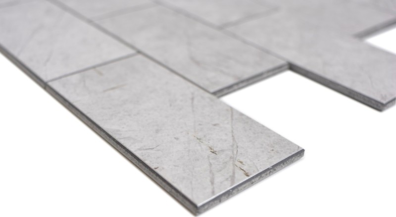 self-adhesive vinyl mosaic stone look gray Carrara look subway mosaic tile wall tile mirror kitchen bathroom MOS200-MLM