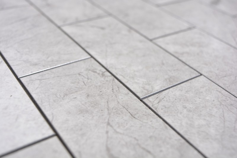 self-adhesive vinyl mosaic stone look gray Carrara look subway mosaic tile wall tile mirror kitchen bathroom MOS200-MLM