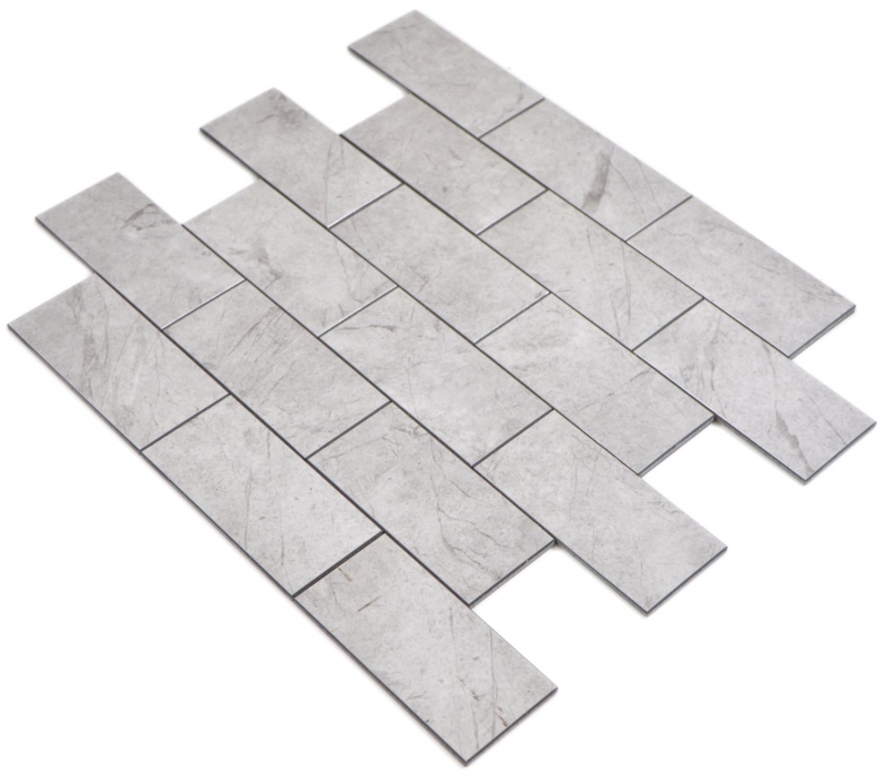 self-adhesive vinyl mosaic stone look gray Carrara look subway mosaic tile wall tile mirror kitchen bathroom MOS200-MLM